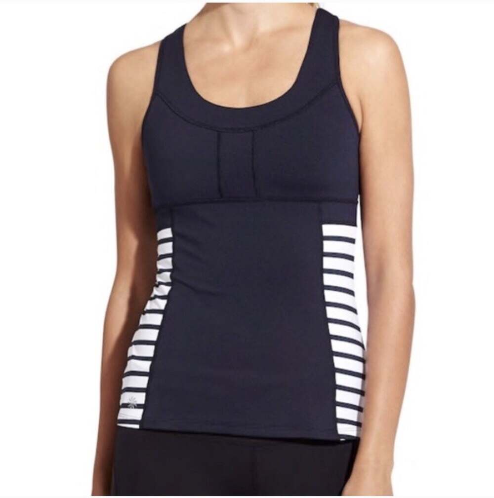 NWT ATHLETA Navy & White Hyper Stripe PR Tank $69 Size XXS / 2XS